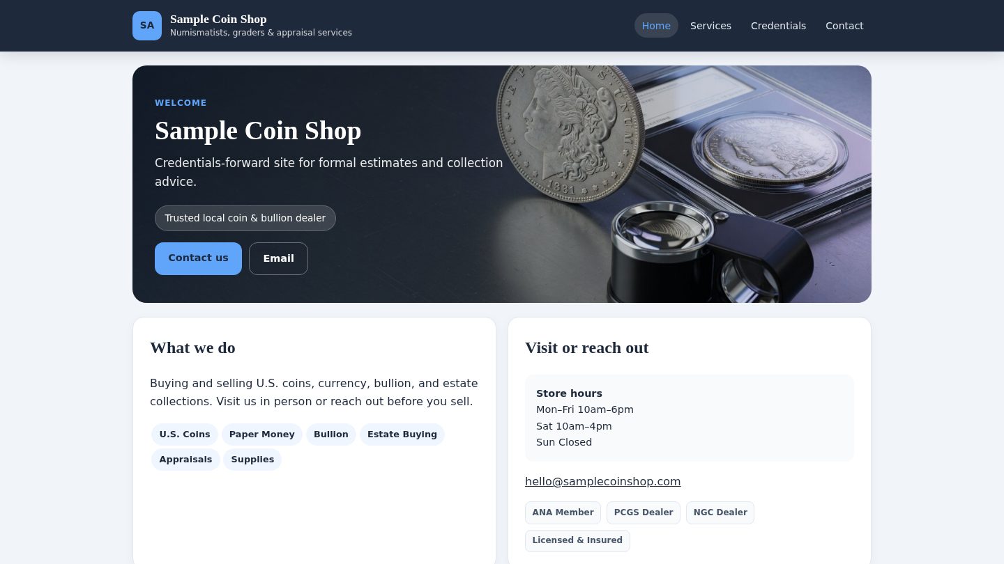 Appraiser website preview