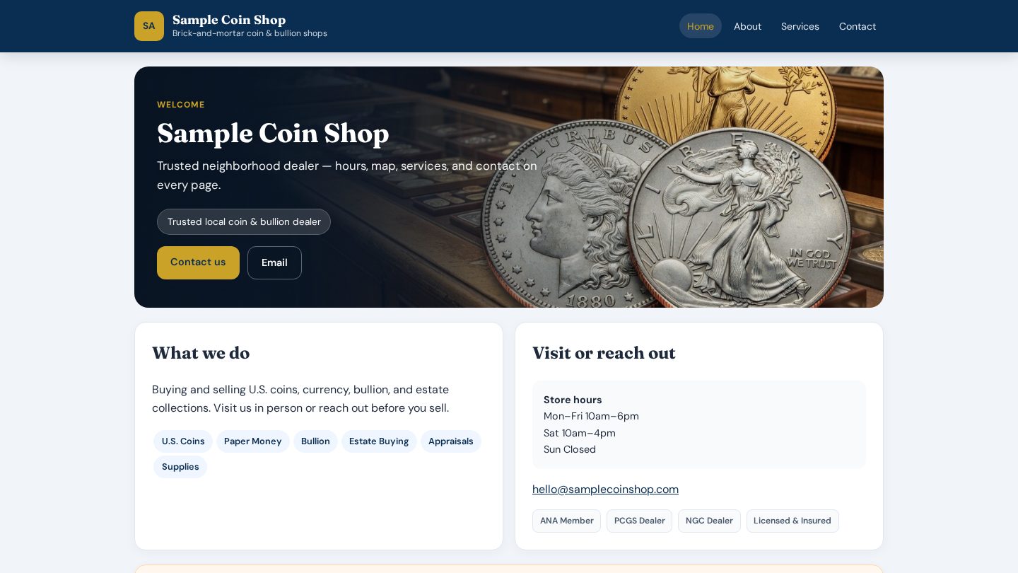 Classic Local Shop website preview