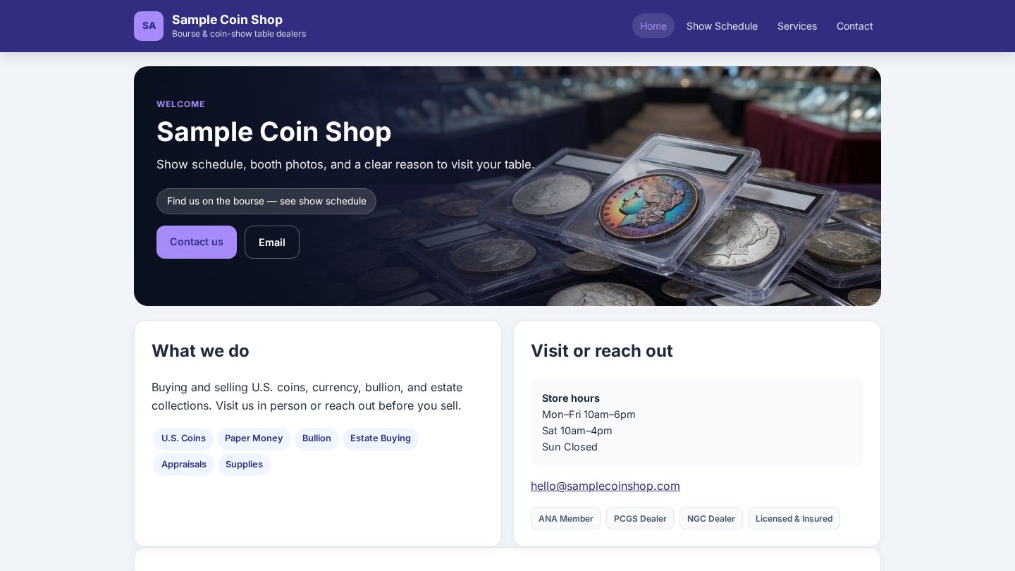 Show Dealer website preview