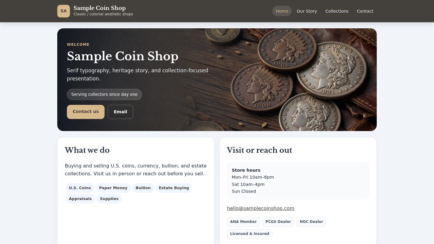 Vintage Heritage website preview