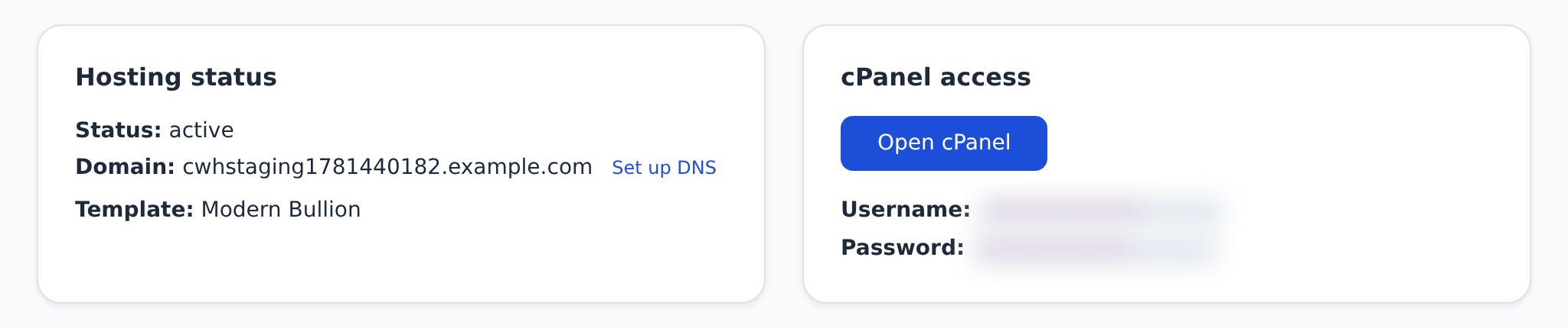 One-click cPanel login from portal